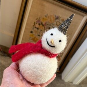 creative co-op Festive Felt Snowman Decoration with Red Scarf & Sparkling Hat